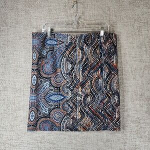 J.Jill Breeze Paisley Pencil Skirt Womens L Ponte Knit Pull On Stretch Abstract